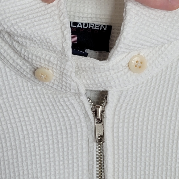 Polo Sport Ralph Lauren Vintage Waffle Zip Up Swatshirt White Men's Size M - Picture 10 of 16